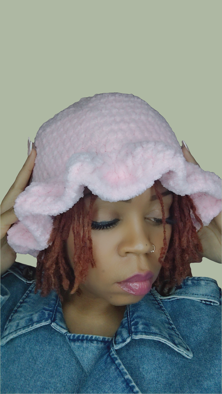 Plush Crochet Ruffle Hat