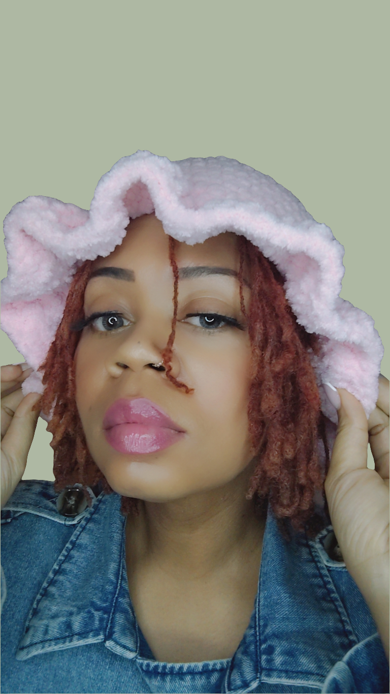 Plush Crochet Ruffle Hat